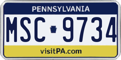 PA license plate MSC9734