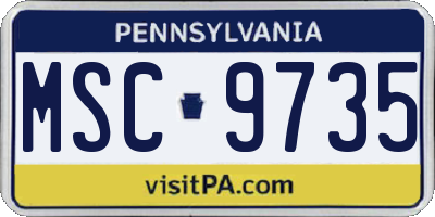 PA license plate MSC9735