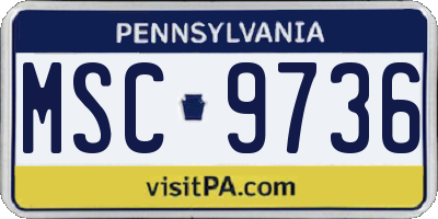 PA license plate MSC9736
