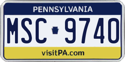 PA license plate MSC9740