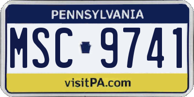 PA license plate MSC9741
