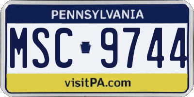 PA license plate MSC9744
