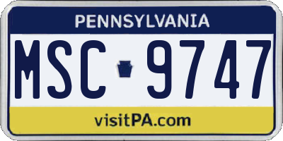PA license plate MSC9747