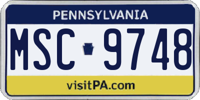 PA license plate MSC9748