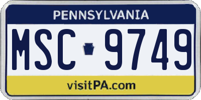 PA license plate MSC9749