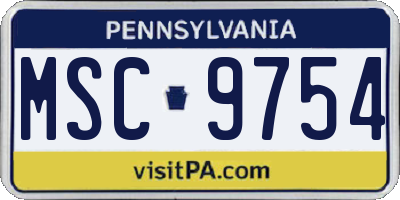 PA license plate MSC9754