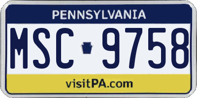 PA license plate MSC9758
