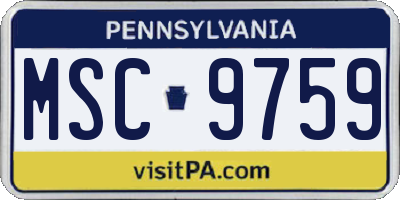 PA license plate MSC9759