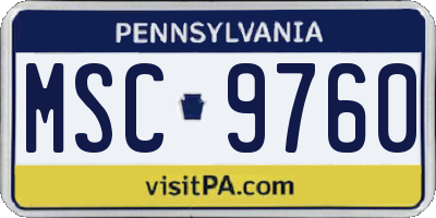 PA license plate MSC9760