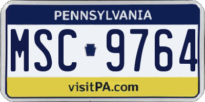 PA license plate MSC9764