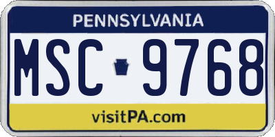 PA license plate MSC9768