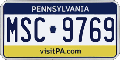 PA license plate MSC9769