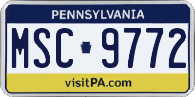 PA license plate MSC9772