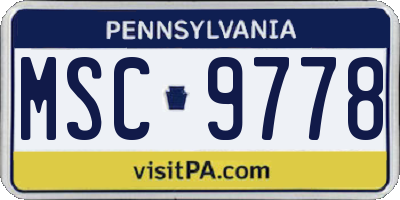 PA license plate MSC9778