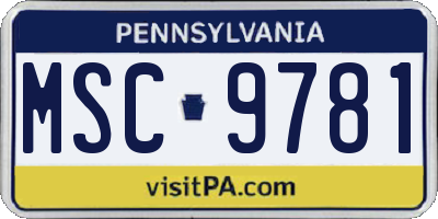 PA license plate MSC9781