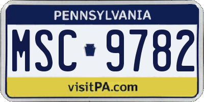PA license plate MSC9782
