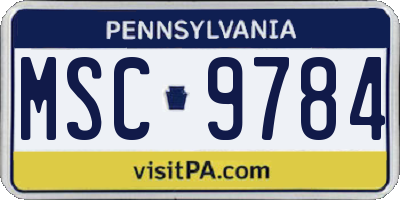 PA license plate MSC9784