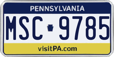 PA license plate MSC9785