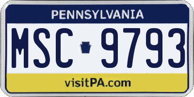 PA license plate MSC9793