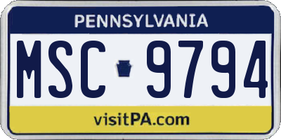 PA license plate MSC9794
