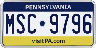 PA license plate MSC9796