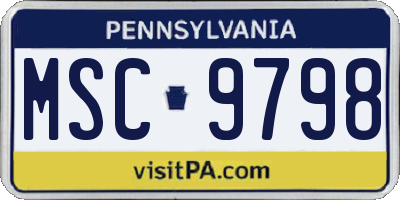 PA license plate MSC9798