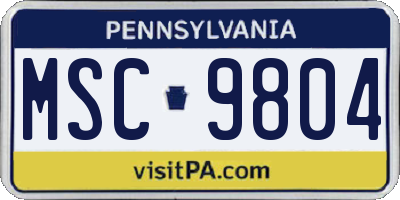 PA license plate MSC9804
