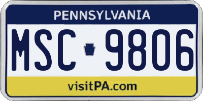 PA license plate MSC9806