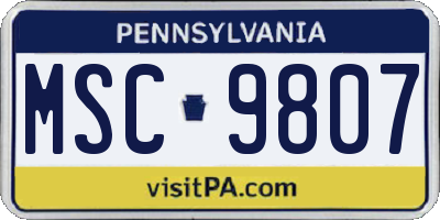PA license plate MSC9807