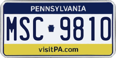 PA license plate MSC9810