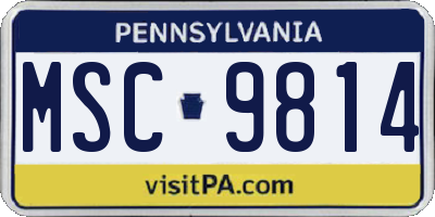 PA license plate MSC9814