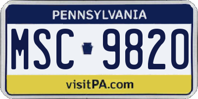 PA license plate MSC9820