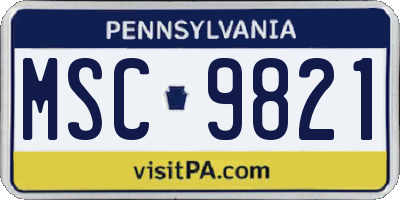 PA license plate MSC9821
