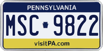 PA license plate MSC9822