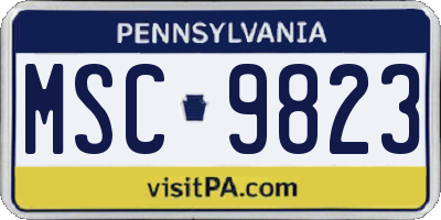 PA license plate MSC9823