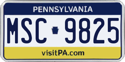 PA license plate MSC9825
