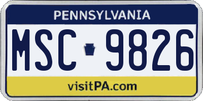 PA license plate MSC9826