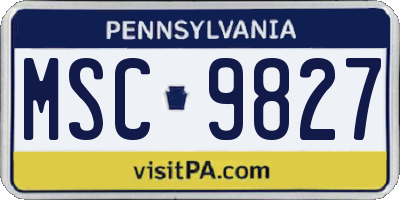 PA license plate MSC9827