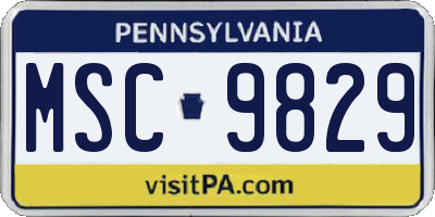PA license plate MSC9829