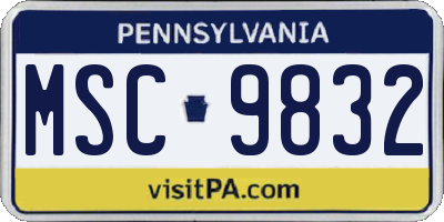 PA license plate MSC9832