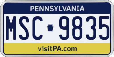 PA license plate MSC9835