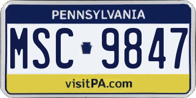 PA license plate MSC9847