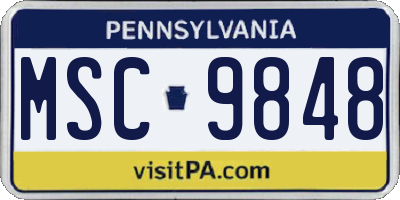 PA license plate MSC9848