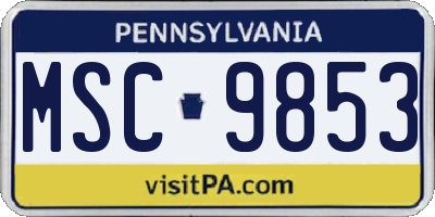 PA license plate MSC9853