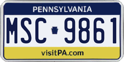 PA license plate MSC9861