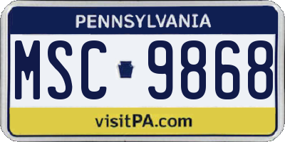 PA license plate MSC9868