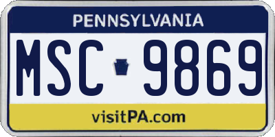 PA license plate MSC9869