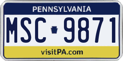 PA license plate MSC9871