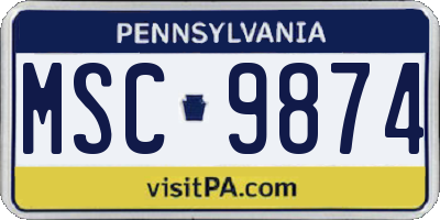 PA license plate MSC9874