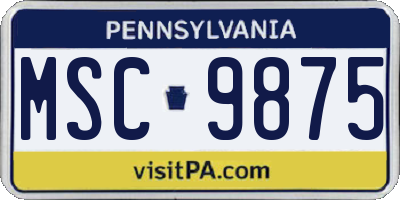 PA license plate MSC9875